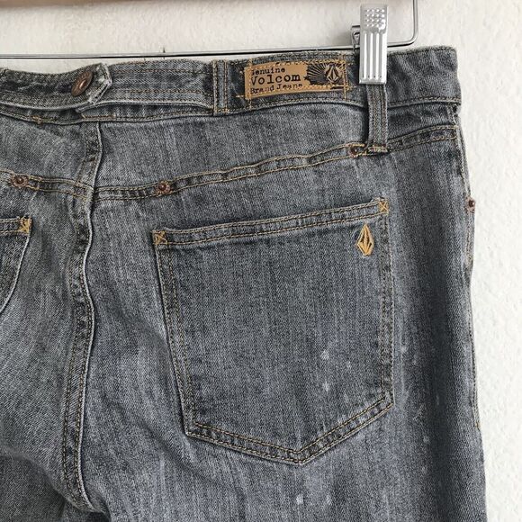 Volcom Womens Slim Straight Jeans Size 5 Gray Low Rise Stretch Denim Distressed - Picture 4 of 8
